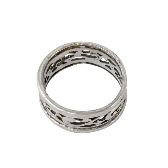 Filigree Eternity Band | Openwork Design | Vintage Sterling Silver 925 Size 6.5 - Picture 3 of 9